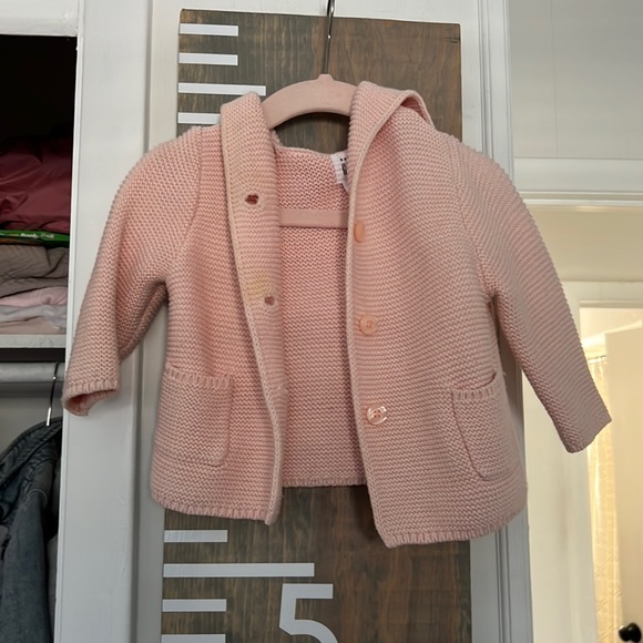 GAP Other - 3-6M Gap baby pink knit sweater with ear hood